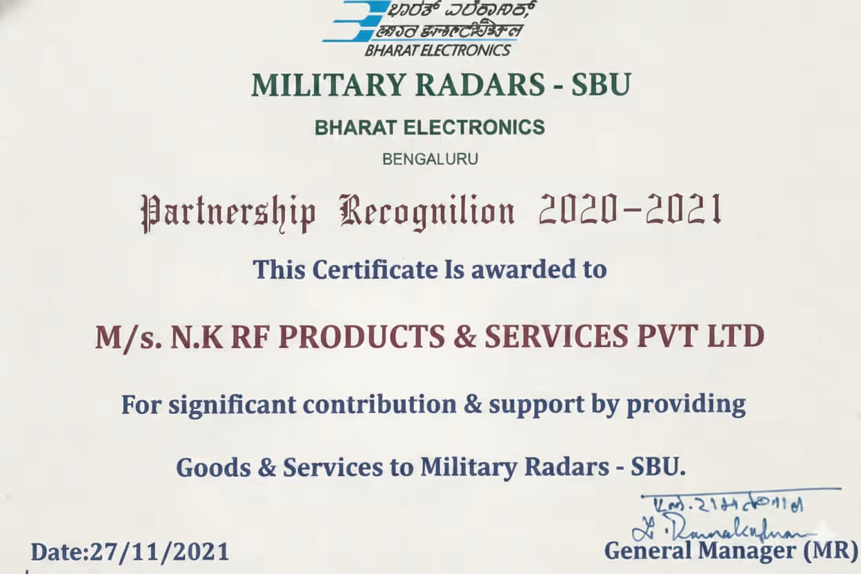 Best Vendor Award from Bharat Electronics Limited